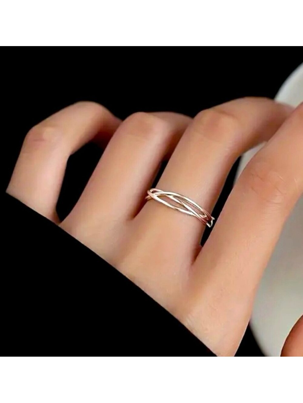 New - S925 Silver Uniquely Designed Intercrossing Ring - OS